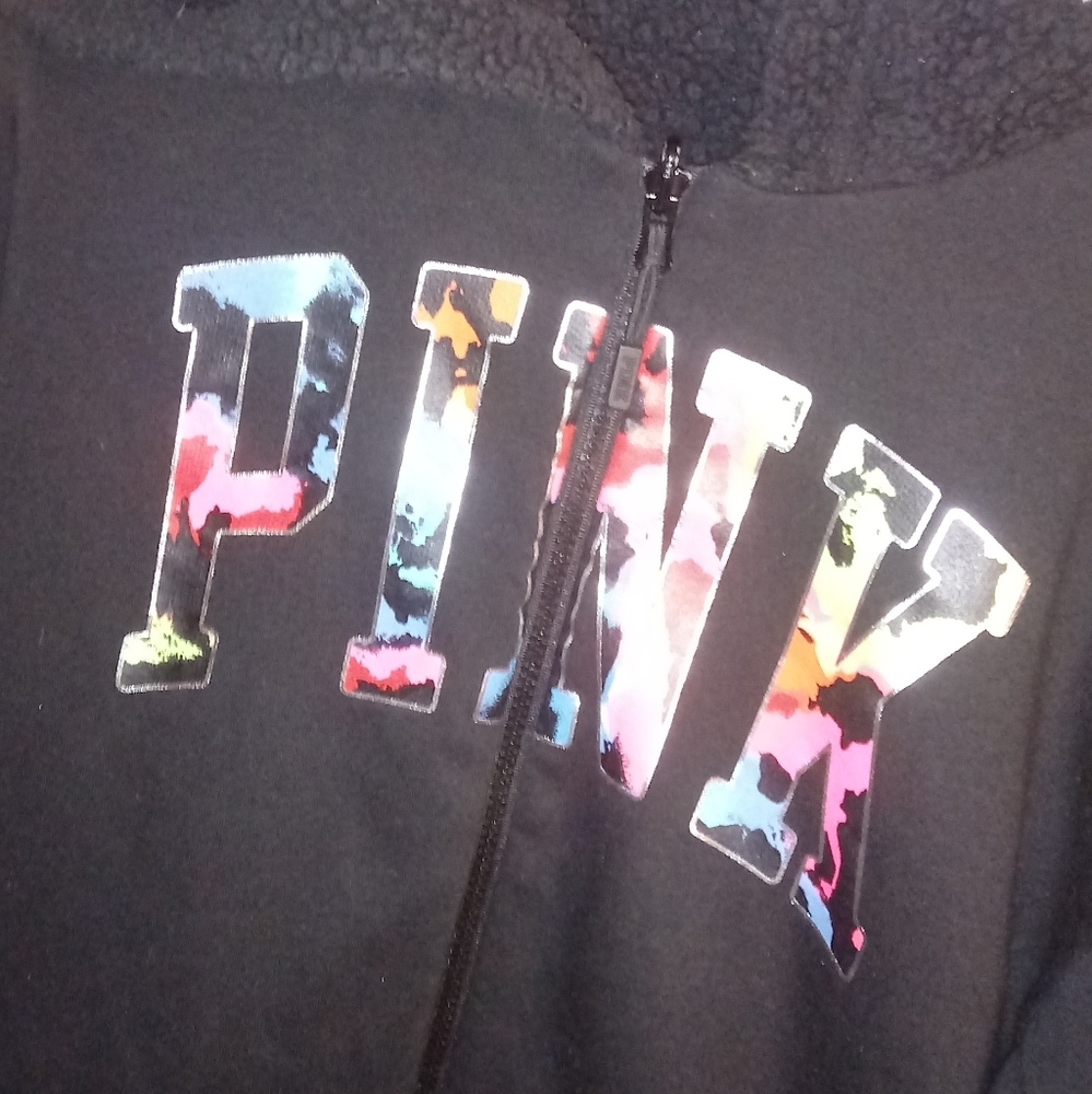 Pink Sherpa reversible hoodie